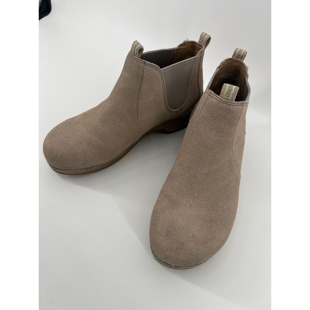 Dansko Becka Taupe Suede Pull-On Chelsea Ankle Booties Size 39